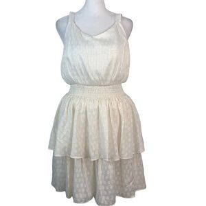 Express Cream and Gold Sleeveless Tiered Mini Dress- NWT